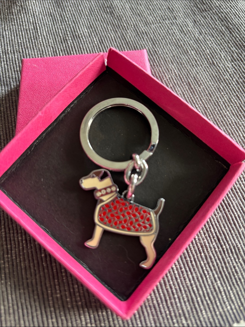 Coach Style # 7321 vintage Jack Russel Keychain with Red Enamel Coat